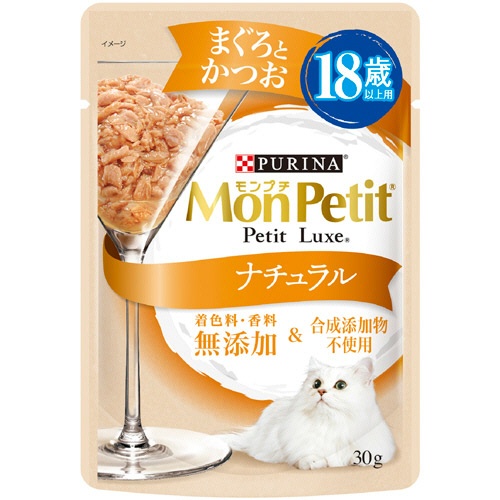 ネスレ　モンプチ　プチリュクスパウチ　ナチュラル　まぐろとかつお　１８歳以上用　３０ｇ　１セット（１２パック）1