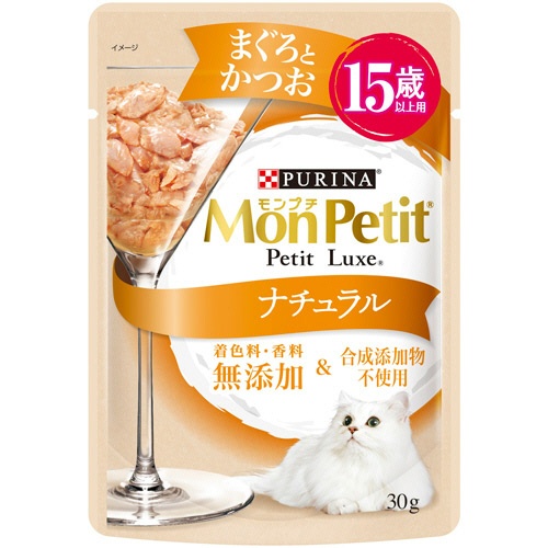ネスレ　モンプチ　プチリュクスパウチ　ナチュラル　まぐろとかつお　１５歳以上用　３０ｇ　１セット（１２パック）1