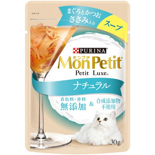 ネスレ　モンプチ　プチリュクスパウチ　ナチュラル　スープ　まぐろとかつお　ささみ入り　３０ｇ　１セット（１２パック）1