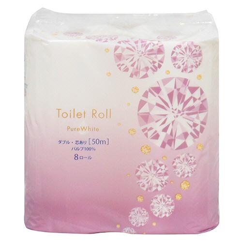 ＴＡＮＯＳＥＥ　トイレットペーパー　ピュアホワイト　ダブル　芯あり　５０ｍ　１セット（４８ロール：８ロール×６パック）1