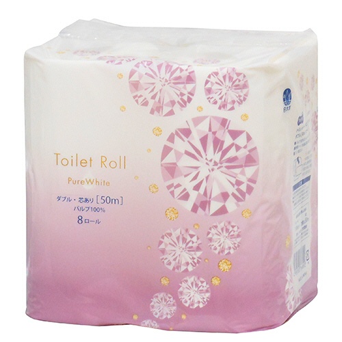 ＴＡＮＯＳＥＥ　トイレットペーパー　ピュアホワイト　ダブル　芯あり　５０ｍ　１セット（４８ロール：８ロール×６パック）2