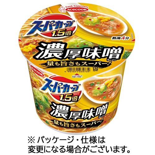 エースコック　スーパーカップ１．５倍　みそラーメン　１２９ｇ　１ケース（１２食）1