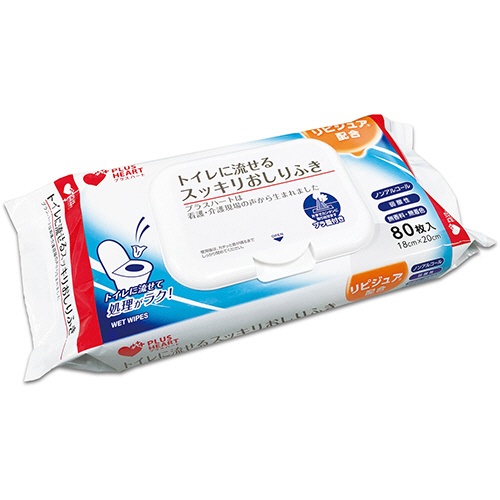 オオサキメディカル　プラスハート　トイレに流せるスッキリおしりふき　１セット（１９２０枚：８０枚×２４パック）1