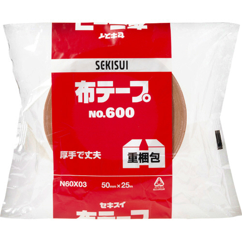 たのめーる】積水化学工業 布テープ No.600 50mm×25m 厚み0.22mm たのめーる】積水化学工業 布テープ No.600 50mm×25m 厚み0.22mm