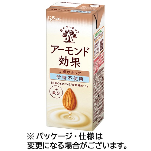 江崎グリコ　アーモンド効果　３種のナッツ　砂糖不使用　２００ｍＬ　紙パック　１セット（２４本：１２本×２ケース）1