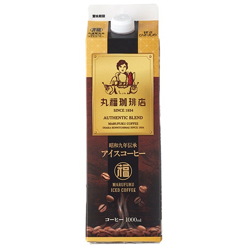 丸福珈琲店　昭和九年伝承アイスコーヒー　甘さひかえめ　１０００ｍＬ　紙パック　１セット（２４本）1