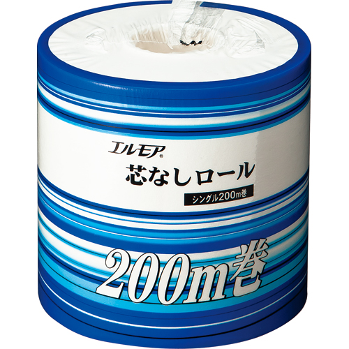 たのめーる カミ商事 エルモア 芯なしロール シングル 個包装 200m 1ケース 24ロール 6ロール 4パック の通販