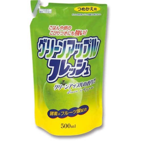 ロケット石鹸　フルーツ酸配合　フレッシュ　グリーンアップル　詰替用　５００ｍＬ　１セット（２０パック）1