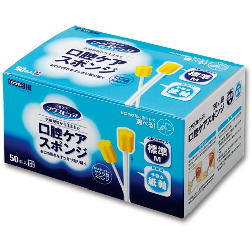 カワモト　マウスピュア　口腔ケアスポンジ　紙軸　Ｍ　０３９－１０２０５２－００　１セット（１２００本：５０本×２４箱）1