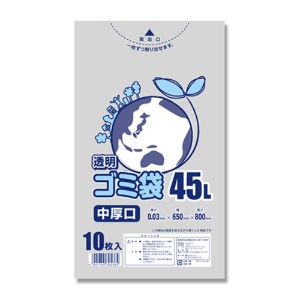 シモジマ　ＨＥＩＫＯ　ゴミ袋　ＬＤ　＃０３　透明　４５Ｌ　＃００６６０４８１０　１セット（５００枚：１０枚×５０パック）1