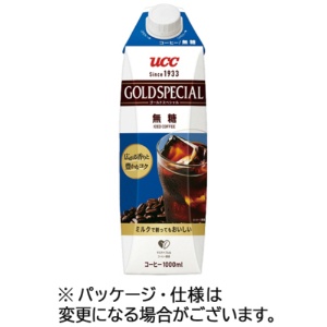 ＵＣＣ　ゴールドスペシャル　アイスコーヒー　無糖　１０００ｍｌ　紙パック（口栓付）　１セット（２４本：１２本×２ケース）1