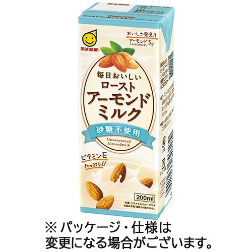 マルサンアイ　毎日おいしいローストアーモンドミルク　砂糖不使用　２００ｍＬ　紙パック　１ケース（２４本）1