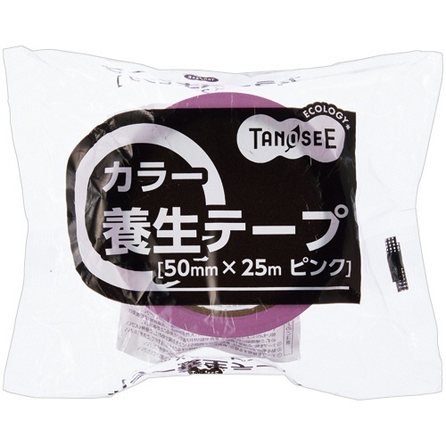 ＴＡＮＯＳＥＥ　カラー養生テープ　５０ｍｍ×２５ｍ　厚み約０．１０５ｍｍ　ピンク　１セット（３０巻）2