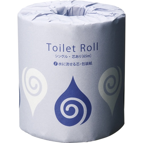 ＴＡＮＯＳＥＥ　トイレットペーパー　水に流せる芯＆包装紙　シングル　６５ｍ　１セット（７２ロール：２４ロール×３ケース）2