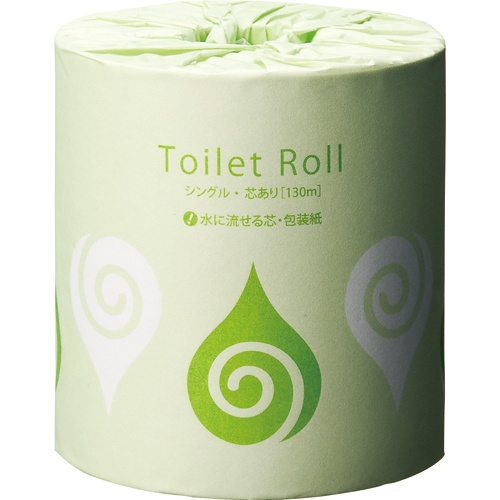 ＴＡＮＯＳＥＥ　トイレットペーパー　水に流せる芯＆包装紙　シングル　１３０ｍ　１セット（７２ロール：２４ロール×３ケース）2