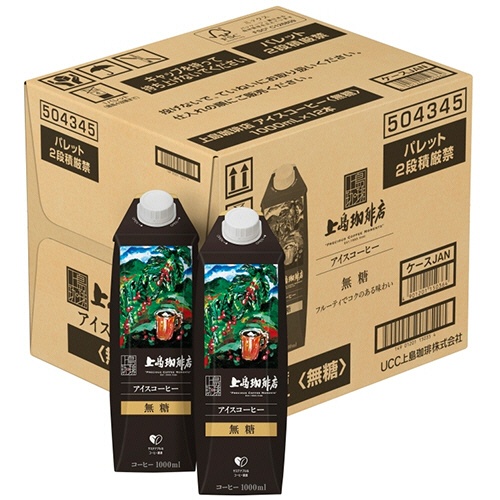 ＵＣＣ　上島珈琲店　アイスコーヒー　無糖　１Ｌ　紙パック（口栓付）　１ケース（１２本）2
