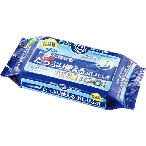 日本製紙クレシア　アクティ　トイレに流せるたっぷり使えるおしりふき　１セット（２４００枚：１００枚×２４パック）1