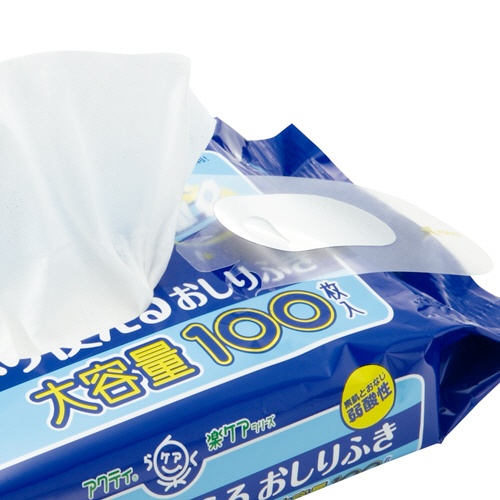 日本製紙クレシア　アクティ　トイレに流せるたっぷり使えるおしりふき　１セット（２４００枚：１００枚×２４パック）2