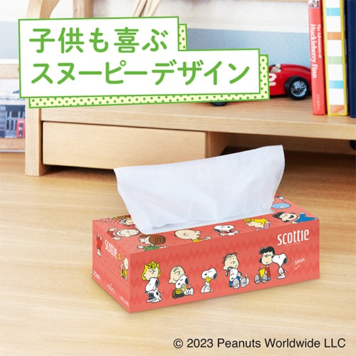 日本製紙クレシア　スコッティ　ティシュー　スヌーピー　２２０組／箱　１セット（５４箱：３箱×１８パック）3