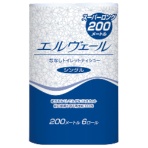 大王製紙　エルヴェール　トイレットティシュー　シングル　芯なし　２００ｍ　無香料　１セット（４８ロール：６ロール×８パック）