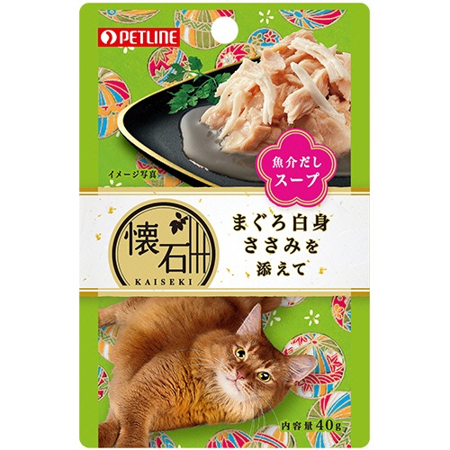 ペットライン　懐石レトルト　まぐろ白身ささみ魚介だしスープ　４０ｇ　１セット（１２パック）1