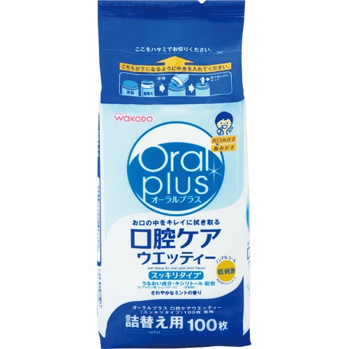 アサヒグループ食品　オーラルプラス　口腔ケアウエッティー　スッキリタイプ　詰替用　１セット（１２００枚：１００枚×１２パック）1