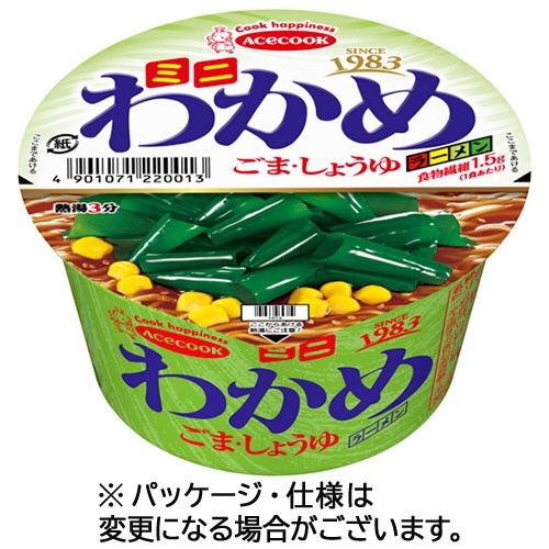 エースコック　ミニわかめラーメン　ごま・しょうゆ　３８ｇ　１ケース（１２食）1