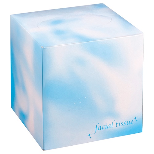 大一紙工　フェイシャルティッシュ　サイコロＢＯＸ　８０組／箱　ブルー　１セット（５０箱）1