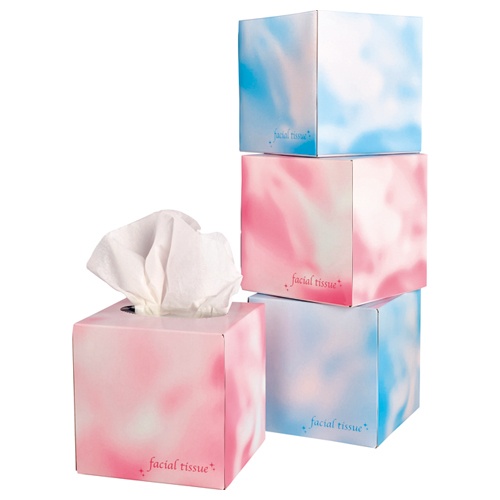 大一紙工　フェイシャルティッシュ　サイコロＢＯＸ　８０組／箱　ブルー　１セット（５０箱）2