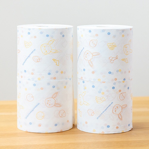 丸富製紙　トイレットペーパー　モンポケ　５倍巻き　パルプ　シングル　芯なし　２５０ｍ　１セット（１６ロール：２ロール×８パック）3