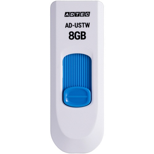 アドテック　ＵＳＢ２．０　スライド式フラッシュメモリ　８ＧＢ　ホワイト／ブルー　ＡＤ－ＵＳＴＷ８Ｇ－Ｕ２Ｒ　１セット（１０個）1