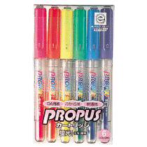 三菱鉛筆　蛍光ペン　プロパス・カートリッジ　６色（各色１本）　ＰＵＳ１５５６Ｃ　１パック1