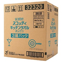 日本製紙クレシア　スコッティ　キッチンタオルボックス　１５０枚（７５組）　１セット（３６箱：３箱×１２パック）2