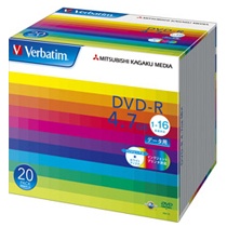 バーベイタム　データ用ＤＶＤ－Ｒ　４．７ＧＢ　１－１６倍速　ホワイトワイドプリンタブル　５ｍｍスリムケース　ＤＨＲ４７ＪＰ２０Ｖ１　１パック（２０枚）1