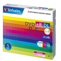 バーベイタム　データ用ＤＶＤ＋Ｒ　ＤＬ　８．５ＧＢ　８倍速　ワイドプリンタブル　５ｍｍスリムケース　ＤＴＲ８５ＨＰ５Ｖ１　１パック（５枚）1