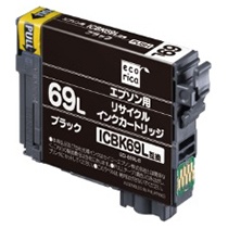 エコリカ　リサイクルインクカートリッジ　ブラック（顔料）　［エプソン：ＩＣＢＫ６９Ｌ互換］　ＥＣＩ－Ｅ６９Ｌ－Ｂ　１個1