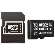【クリックで詳細表示】グリーンハウス microSDHCカード 8GB UHS-I Class10 防水仕様 SDHC変換アダプタ付 GH-SDMRHC8GU 1枚 GH-SDMRHC8GU