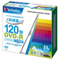 バーベイタム　録画用ＤＶＤ－Ｒ　１２０分　１－１６倍速　ホワイトワイドプリンタブル　５ｍｍスリムケース　ＶＨＲ１２ＪＰ１０Ｖ１　１パック（１０枚）1