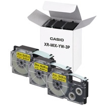 カシオ　ＮＡＭＥ　ＬＡＮＤ　スタンダードテープセット　９・１２・１８ｍｍ　黄／黒文字　ＸＲ－ＭＩＸ－ＹＷ－３Ｐ　１パック（３個：各サイズ１個）1