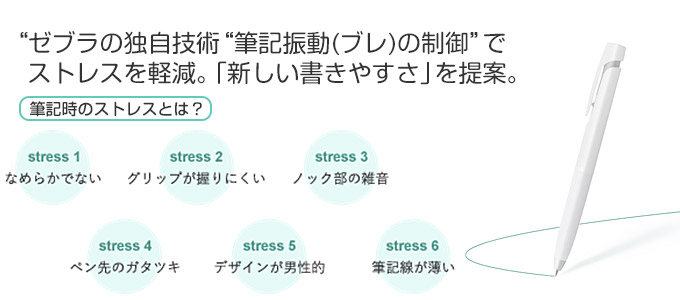 「筆記振動(ブレ)の制御」でストレスを軽減。「新しい書きやすさ」を提案。